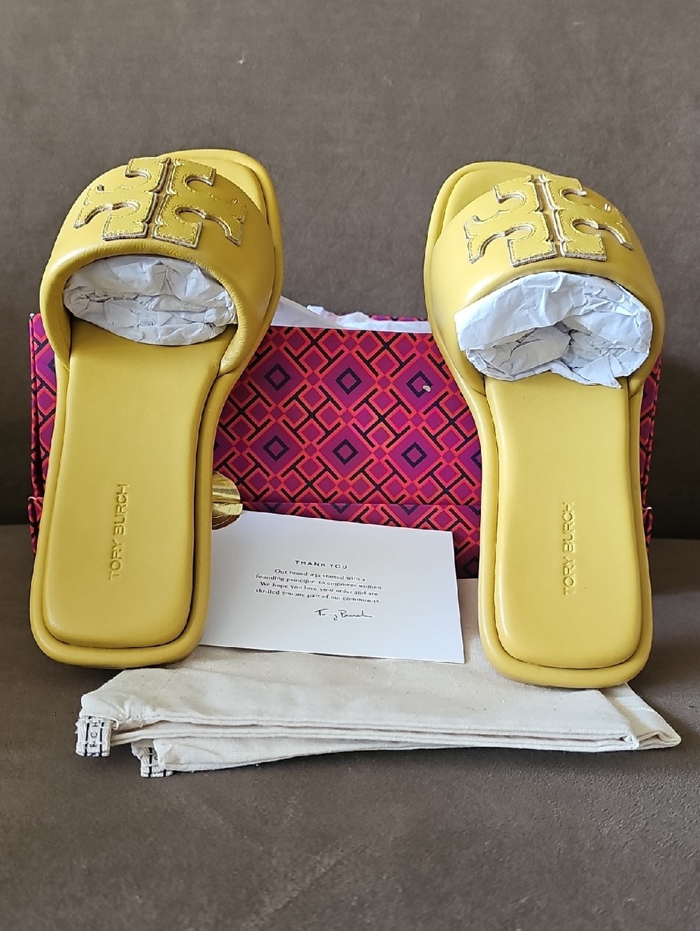 Tory Burch Golden Sunset Double T Sport Leather Slide